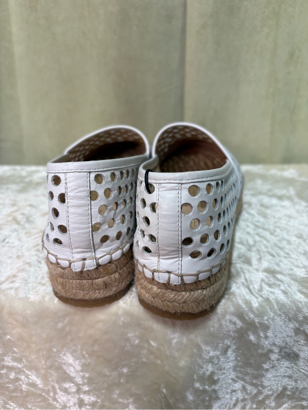 Loeffler Randall White Perforated Espadrille with Black Cap Toe - Picture 2 of 6